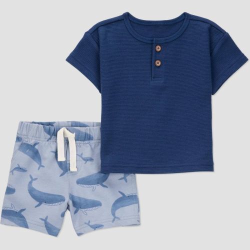 Carter's Just One You®️ Baby Boys' Textured Whale Top & Bottom Set - Navy Blue 18m