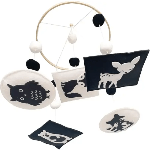 Vlokup Montessori Mobile, Black and White Mobile for Baby, Woodland Baby Crib Mobile for Boys Girls, Neutral Nursery Mobile High Contrast Mobile for Pack N Play, Nursery Decor Woodland