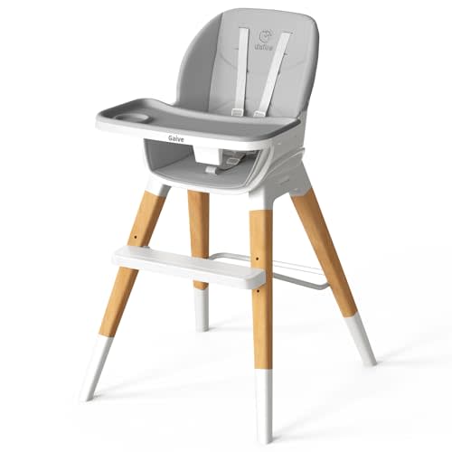 GAIVE 8 in 1 Highchair, Convertible Wooden Baby High Chair with Tray, Adjustable High Chair for Babies and Toddlers, Easy to Clean, Grow with Family|Booster|Learning Table|High Stool