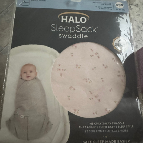 HALO 100% Cotton Sleepsack Swaddle, 3-Way Adjustable Wearable Blanket, TOG 1.5, pink flowers, Newborn, 0-3 Months