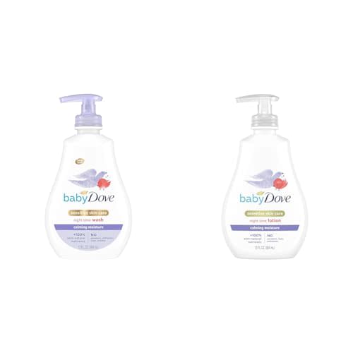 Baby Dove Sensitive Skin Care Baby Wash Calming Moisture For a Calming Bath Wash Hypoallergenic & Sensitive Skin Care Baby Lotion For a Soothing Scented Lotion Calming Moisture