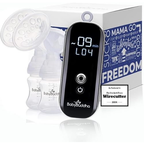 BabyBuddha Breast Pump 2.0, Wearable Breastfeeding, Portable 3 Modes & 21 Levels of Control (Soft Stimulation Mode) Electric Hands Free Breast Milk Pump, Hospital Grade (22 to 24mm Flange)