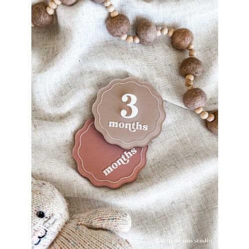 Acrylic Scallop Milestone Cards | Monthly Milestone Markers | Boho Interchangeable Milestone Card | Baby Shower Gift | Photo Prop