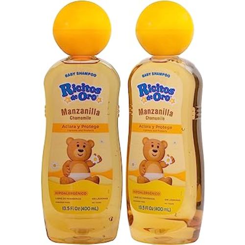 Ricitos de Oro, Baby Shampoo Cleansing and Lightening Baby Shampoo with Chamomile, Paraben Free, Hypoallergenic 2-Pack of 13.5 FL Oz Each, 2 Bottles