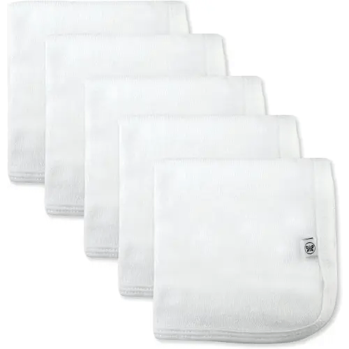 HonestBaby Unisex Baby Organic Cotton Washcloth Multi-Pack Winter Accessory Set, 5-Pack Honestly Pure White, One Size