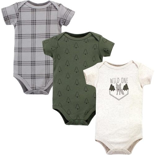 Hudson Baby Unisex Baby Cotton Bodysuits, Wild One Wolf, 3-6 Months
