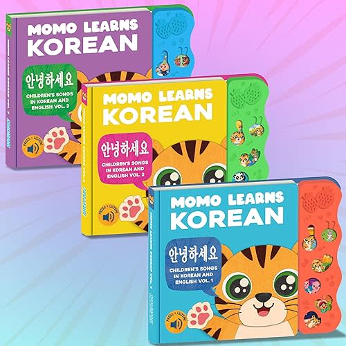 Bundle Deal: Learn Korean for Kids, Momo Learns Korean, Bilingual Korean Baby Book for Kids, Babies & Toddlers 1-3, Kids Board Book w/ Hangul, First Words & Songs, Language Toy for Preschoolers