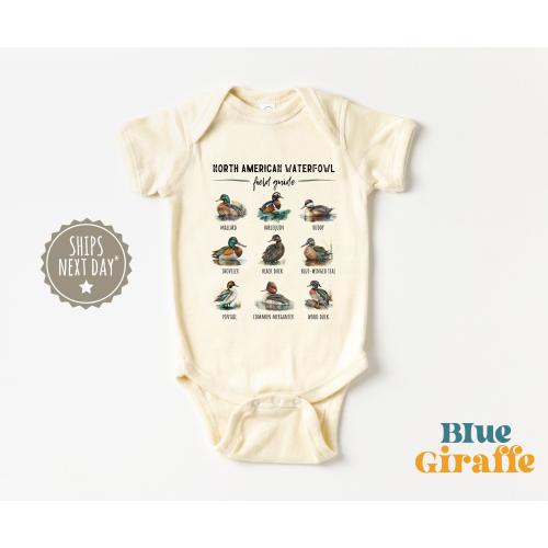 Duck Hunting Baby Onesie® - Ducks of North American Onesie® - Wild Ducks Baby Bodysuit - Cute Waterfowl Natural Onesie®