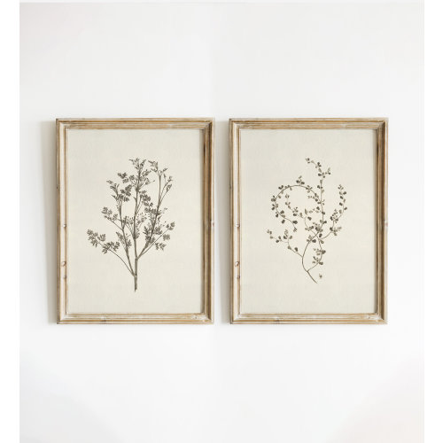 Vintage Botanical Print SET of Two, Cottagecore Prints, Farmhouse Wall Decor, French Country Botanical Print, Floral Nursery Wall Art #631