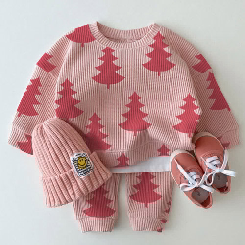Baby Christmas Tree Pink Sweatshirt 2-piece Set