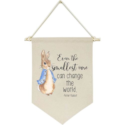 Even the Smallest One Can Change the World -Canvas Hanging Flag Banner Wall Sign Decor Gift for Baby Kids Girl Boy Nursery Teen Room Front Door