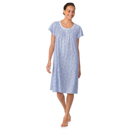 Aria Women's 100% Cotton Raglan Sleeve Smocked Neck 40" Sleepwear Gown, Sizes XS-5X