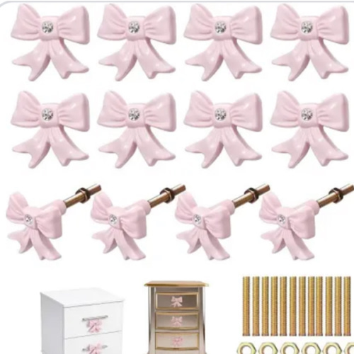 12 pack pink coquette bow drawer knobs polished alloy - Temu