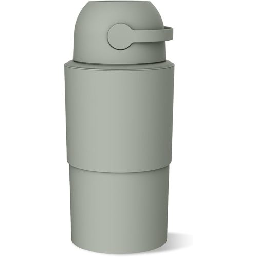 Pure Magic Baby Diaper Pail - Heka, Patented Odor-Stop System, Collapsible, Use Any Garbage Bag, One Hand Free Lever, 1 Roll of Bag incld. (Large, Lichen)