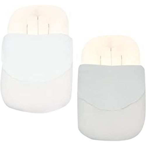 2 Pack Baby Lounger Cover for Newborn, Organic Cotton Muslin Lounger Pillow Case for Babies, Snug Fitted Removable Slipcover, Babynest Cover for Boys & Girls (White & Grey)