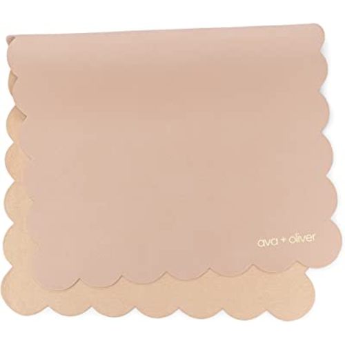 Vegan Leather Baby Changing Mat - Multipurpose Portable Wipeable Diaper Pad - Foldable for Travel (16 x 30 in) (Pink Sand Scallop)