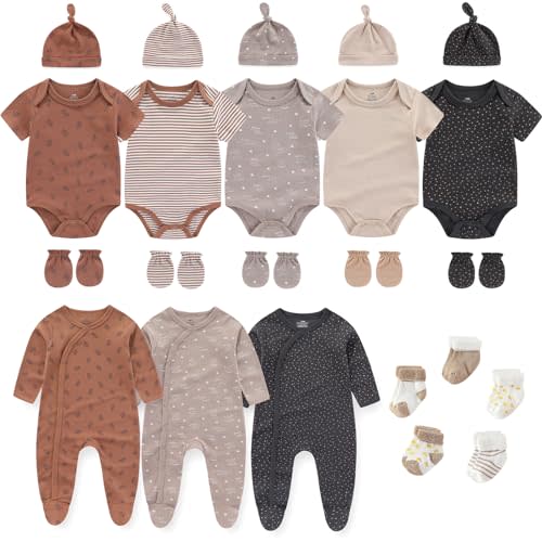 Ruliby New Born Clothes Boy Girl Layette Set Cotton Outfits and Accessories 0-12 Months, 23-pack
