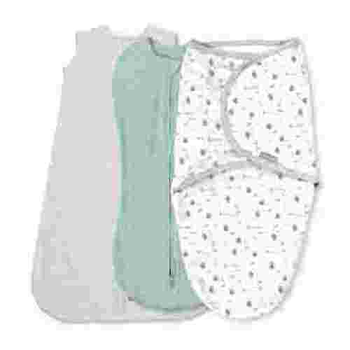 SwaddleMe by Ingenuity Comfort Pack Baby Swaddle Set, Size 0-3 Months, Pod, Original Swaddle, Night Sack, 3pk - Little Bees