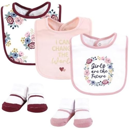 Hudson Baby Unisex BabyCotton Bib and Sock Set