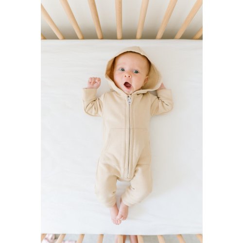 Cream Zip Up Hooded Romper