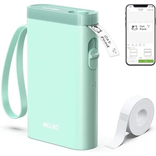 Label Maker Machine with Tape, P21 Portable Bluetooth Label Printer, Wireless Built-in Cutter Sticker Maker Mini Label Makers with Multiple Templates for Organizing Storage Office Home, Green