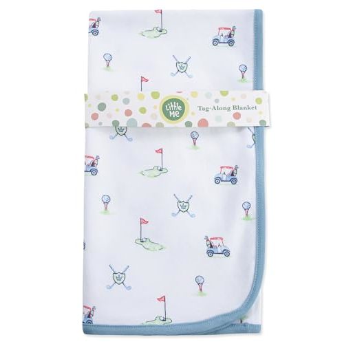 Little Me Blankets for Baby Boys' Swaddling Receiving Blanket, Blue Golf Club, 30 x 27 Inches