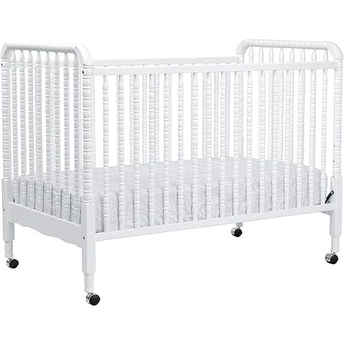 DaVinci Jenny Lind 3-in-1 Convertible Baby Crib - GREENGUARD Gold Certified Portable Crib - Convertible Crib to Toddler Bed and Daybed - 4 Adjustable Heights - Easy to Assemble White Wooden Crib