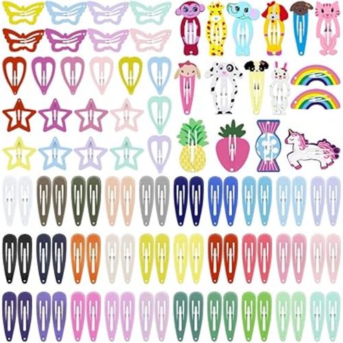 ECADY Hair Clips Colorful Hair Barrette Metal Cute Snap Hair Clips for Girls, Toddlers, Kids - 2 inch, 100pcs