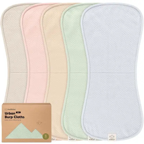 KeaBabies 5-Pack Organic Burp Cloths Baby Girl, Boy - Extra Large, Absorbent Baby Burp Cloths, Soft Burping Cloths for Babies, Newborn Burp Clothes, Cotton Burp Rags, Thick Burp Cloth(Dawn/Quin)