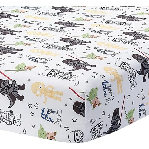 Lambs & Ivy Star Wars Classic Polyester Fitted Crib/Toddler Sheet - Yoda/Darth Vader
