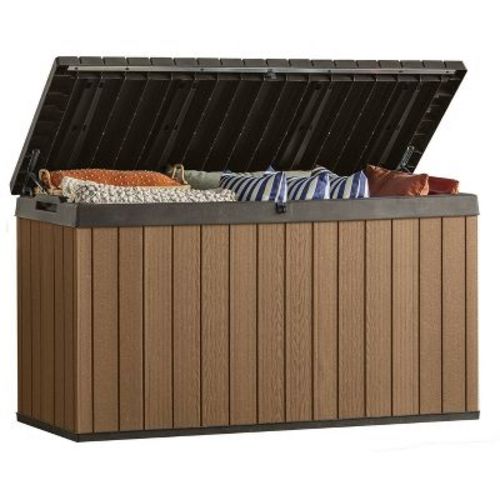 Keter 150 Gal Darwin Resin Deck Box Brown: Weather-resistant Garden & Patio Storage