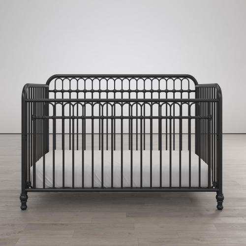 Little Seeds Raven 3-in-1 Convertible Metal Crib, JMPA Certified, Black