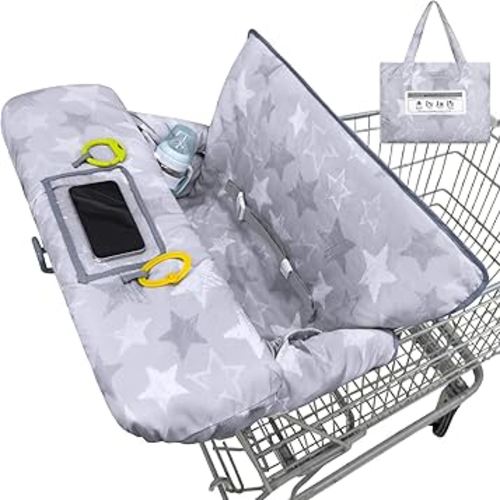 Shopping Cart Cover for Baby Girl Grocery Cart Cover for Baby 2 in 1 High Chair Covers for Restaurant Cart Cover for Babies with Storage Bag Baby Shopping Cart Seat Covers Machine Washable