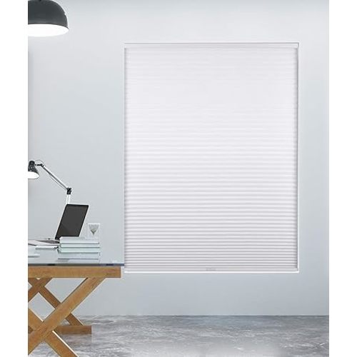 Arlo Blinds Single Cell Room Darkening Cordless Cellular Shades, Color: White, Size: 34" W x 60" H