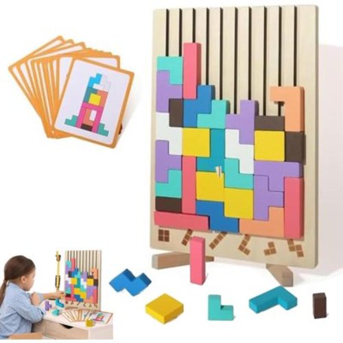 Wooden Stacking Puzzle Toy - Decorative Home Ornaments for Adults, Brain Teaser Game, Family Fun Activity, Eco-Friendly Wooden Mind Puzzle, Idea (1 Set)