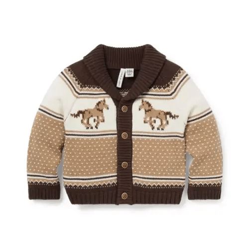 Baby Coffee Milk Fair Isle The Little Equestrian Baby Cardigan by Janie and Jack