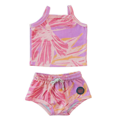 Pink Tropical Little Surfer Girl Two-piece set