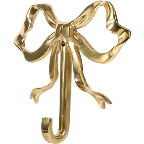 Zerodeko Bow Hook Bow Shaped Wall Hook Wall Peg Hook Single Hanger Vintage Wall Hooks Towel Robe Hook Gold Wall