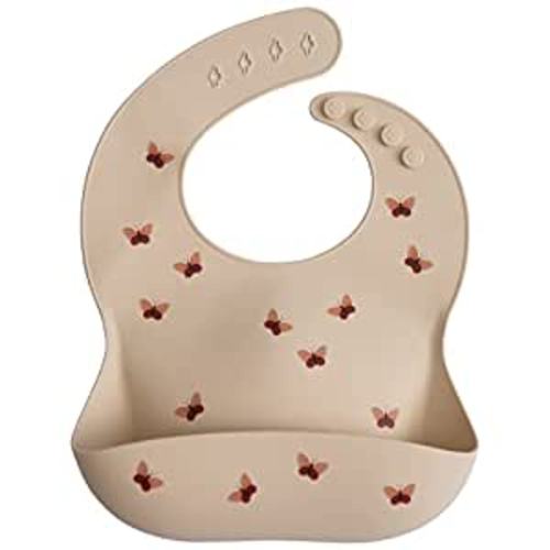 Amazon.com: mushie Silicone Baby Bib | Adjustable Fit Waterproof Bibs (Butterflies) : Baby