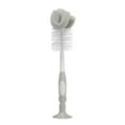 Dr. Brown's Baby Bottle Cleaning Brush, Bristle/Sponge Scrubber, Nipple Cleaner, Suction Cup Stand, Gray, 1 Pack