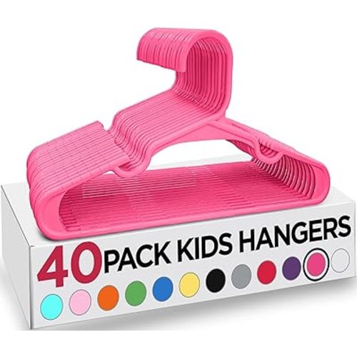Utopia Home 40 Pack Kids Hangers - 11.5 Inch Plastic Baby Hangers for Closet - Childrens Hanger for Clothes & Infant Hanger for Closet - for Everyday Standard Use (Pink)