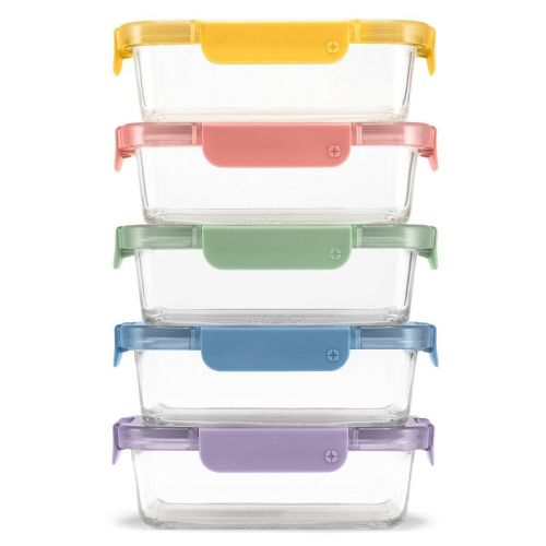 Ello Color Lock 10pc (set of 5) Glass Meal Prep Food Storage Containers Set