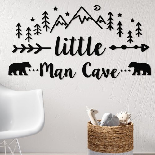 Harriet Bee Little Man Cave Quote Woodland Nursery Wall Decal & Reviews | Wayfair