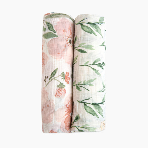 Crane Baby Cotton Muslin Swaddles (2 Pack) - Parker Floral And Leaf
