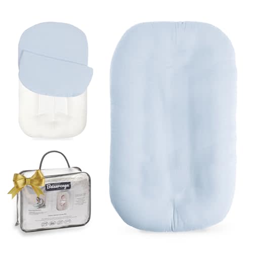 Beisurznga Baby Lounger - Baby Lounger for Newborn, Breathable & Soft Baby Nest Cover for Baby 0-12 Months, Baby Essentials Gifts, Portable Infant Lounger, Baby Snuggle Lounger Me(Blue)