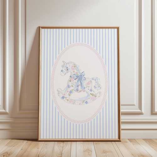 PHYSICAL PRINT Wall Art Nursery Blue Decore Blue Nursery Wallart Grandmillenial Blue Nursery Grandmillenial Nursery Art Prints Girl Coquette