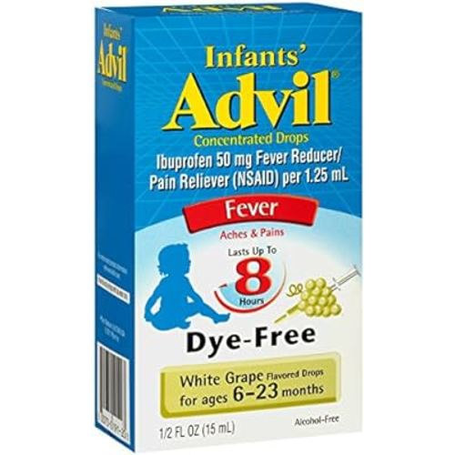 Advil Concentrated Drops Fever Reducer/Pain Reliever In Dye-Free White Grape Flavor, Multicolor, 0.5 Ounce