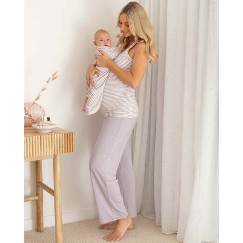 Elara Maternity & Nursing 3-Piece Set in Lavender Stripe