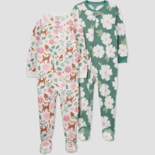 Carter's Just One You®️ Toddler Girls' Fleece Footed Pajamas, Color: Sage, Size: 12M