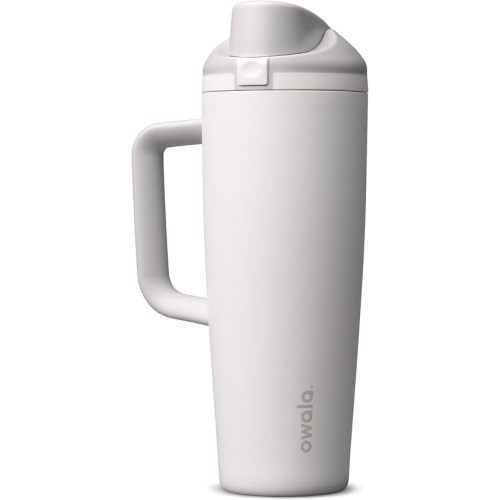 Owala FreeSip Tumbler Insulated Stainless Steel Water Bottle with Built-in Straw and Side Handle, For Travel, Work, School, and Sports, 30oz, BPA Free, Leak Proof, Shy Marshmallow
